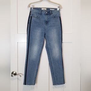 Pacsun Vintage Icon Jeans Straight Leg High Rise Black Velvet Stripes Size 28